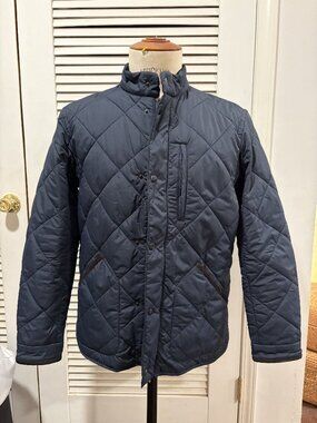 J.Crew Men's Quilted Jacket Navy Blue Diamond Quilt